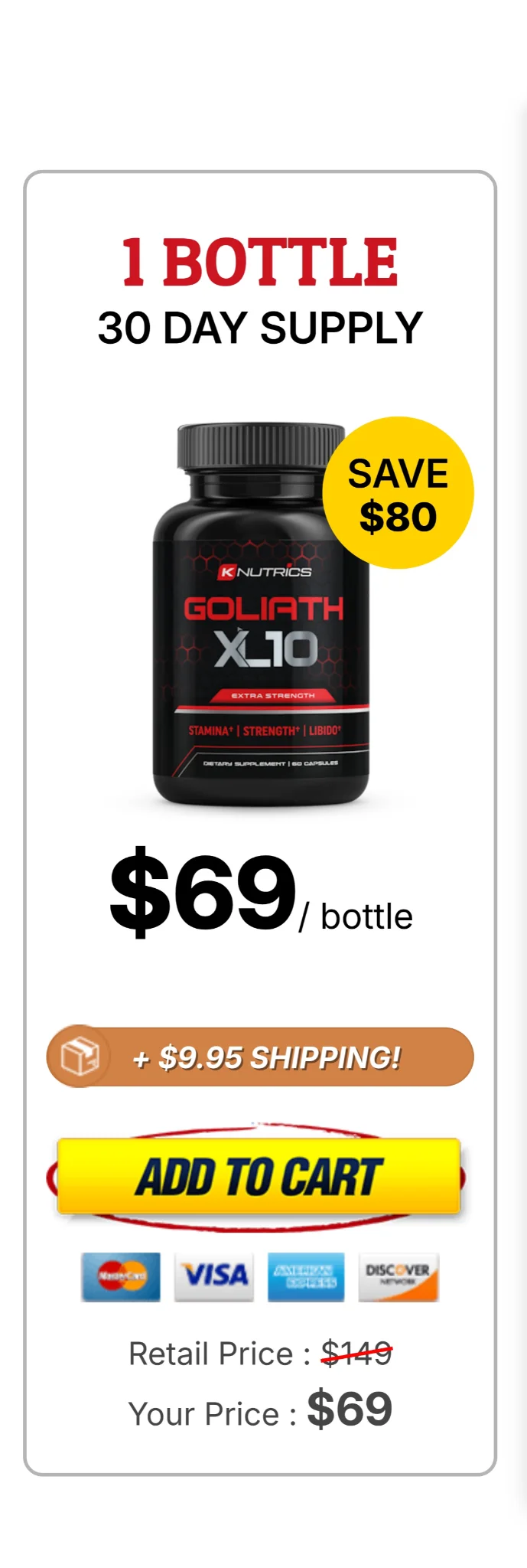 Goliath XL 10™ 1 bottle pricing